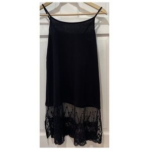 Zenana Premium Black Adjustable Spaghetti Strap Lace Floral Bottom Dress